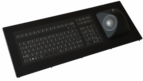 Keyboard+trackball, panel mount, backlit, marine, USB