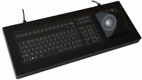 Keyboard+trackball, panel mount, backlit, USB