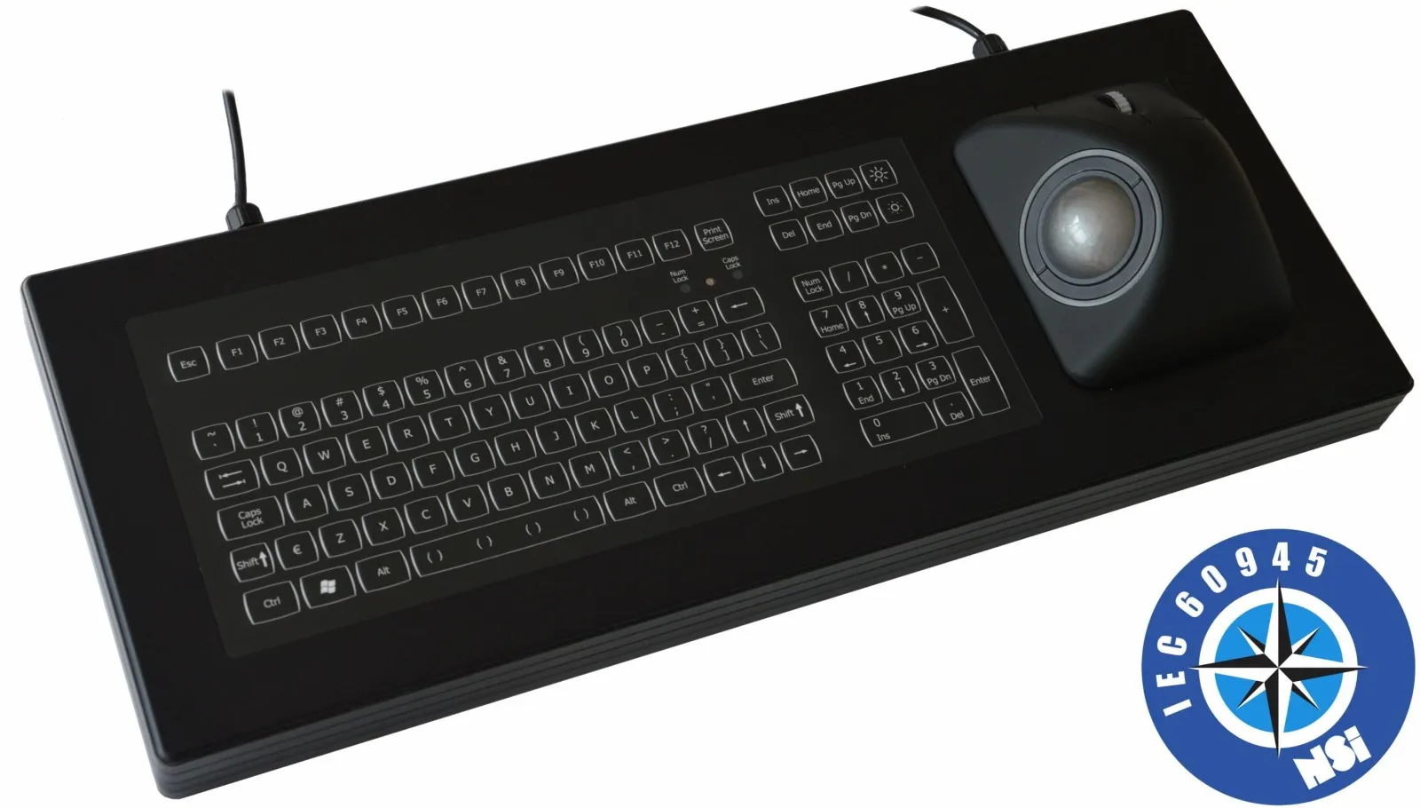 Keyboard+trackball, desk top, backlit, marine, USB