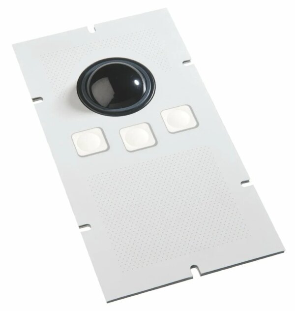 Industrial trackball unit, 38 mm black ball, panel mounting with mounting holes, IP65, USB