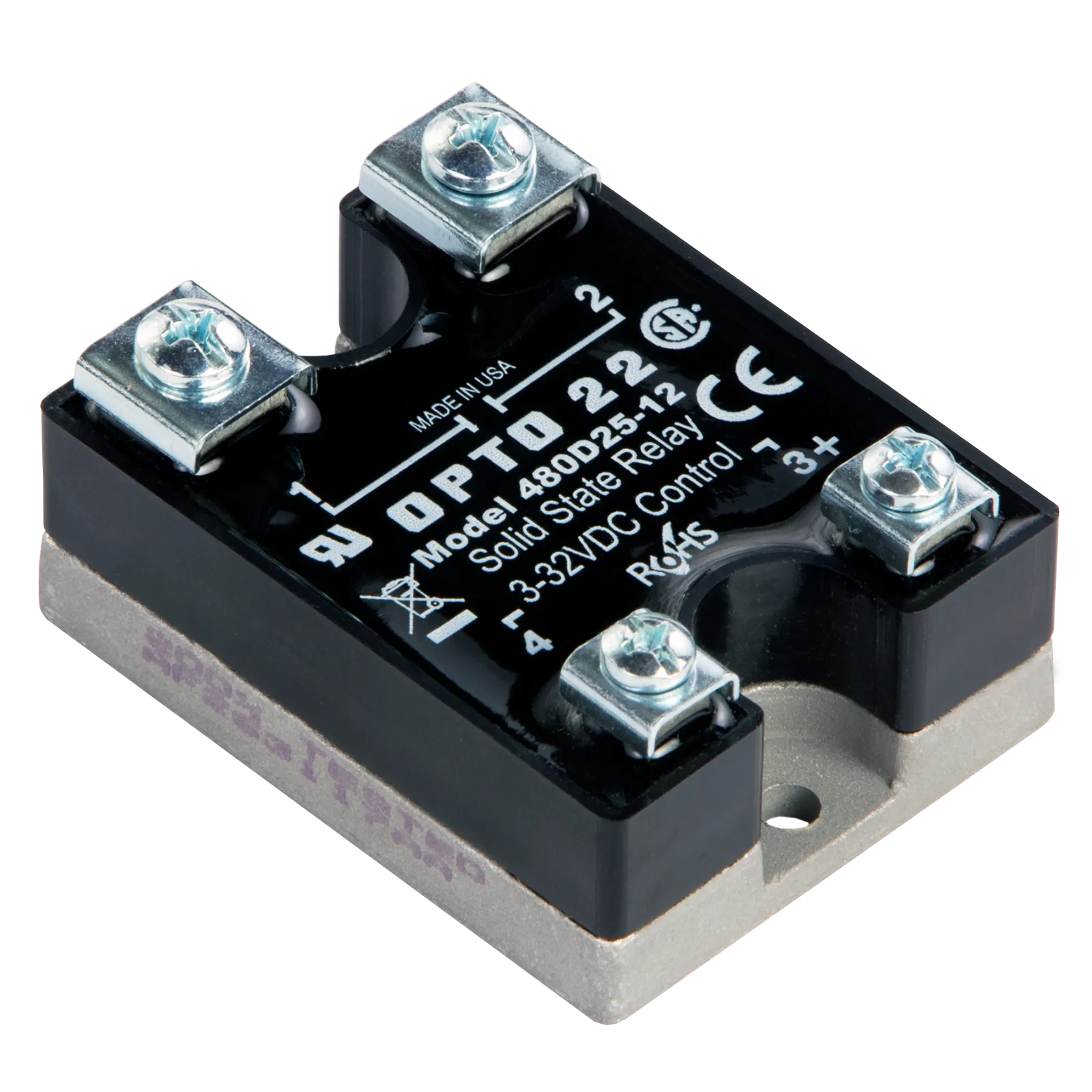 480 VAC, 25 Amp, DC Control Solid State Relay (SSR), Transient Proof