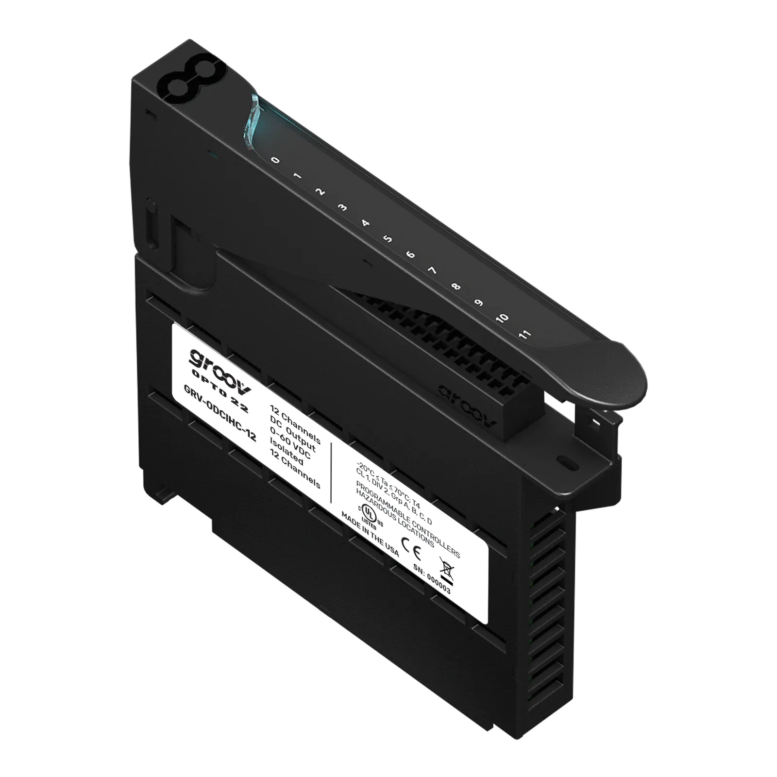 DC discr. output, 12 ch., 0-60 VDC- 6A, ch-to-ch isol.