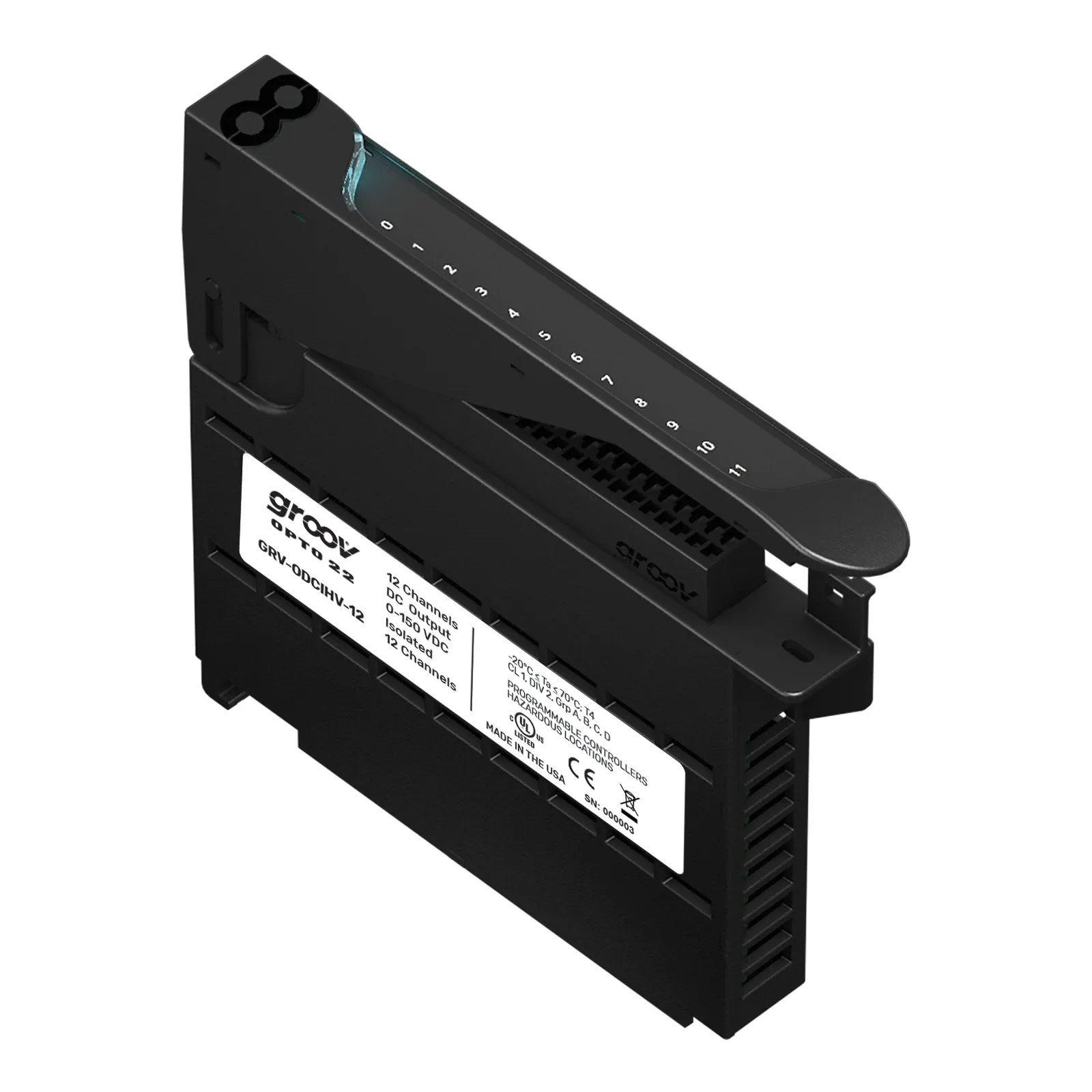 DC discr. output, 12 ch., 0-150 VDC, ch-to-ch isol.
