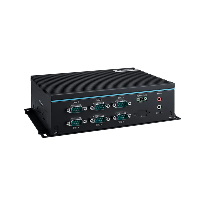 Intel® Processor N97 IoT Edge Computer with 4x LAN, 6x COM, 4x USB, 1x HDMI, and 1x VGA.